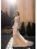 Beaded Lace Tulle V Back Sexy Sparkling Wedding Dress